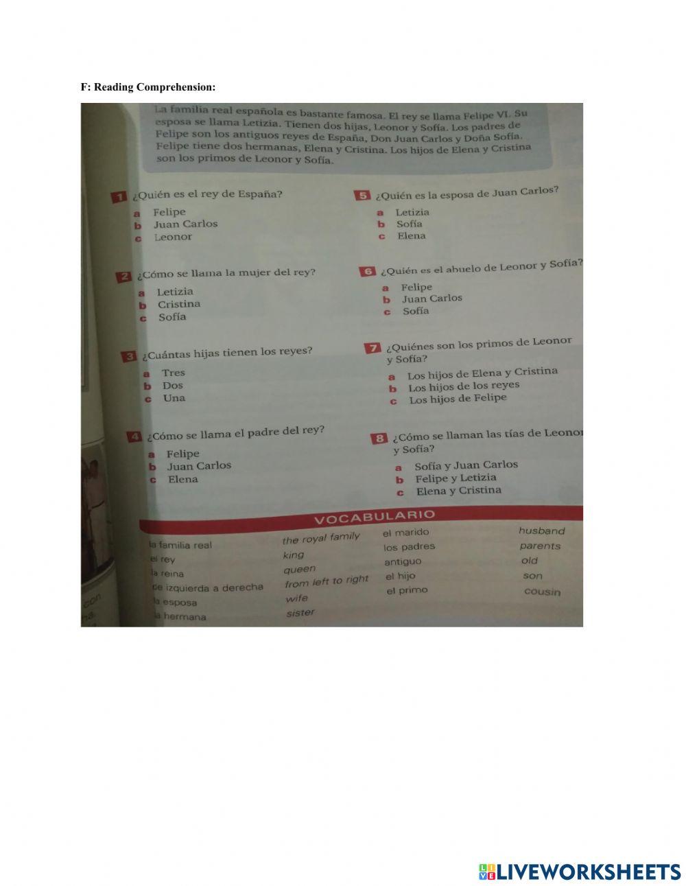 Spanish Test online exercise for | Live Worksheets