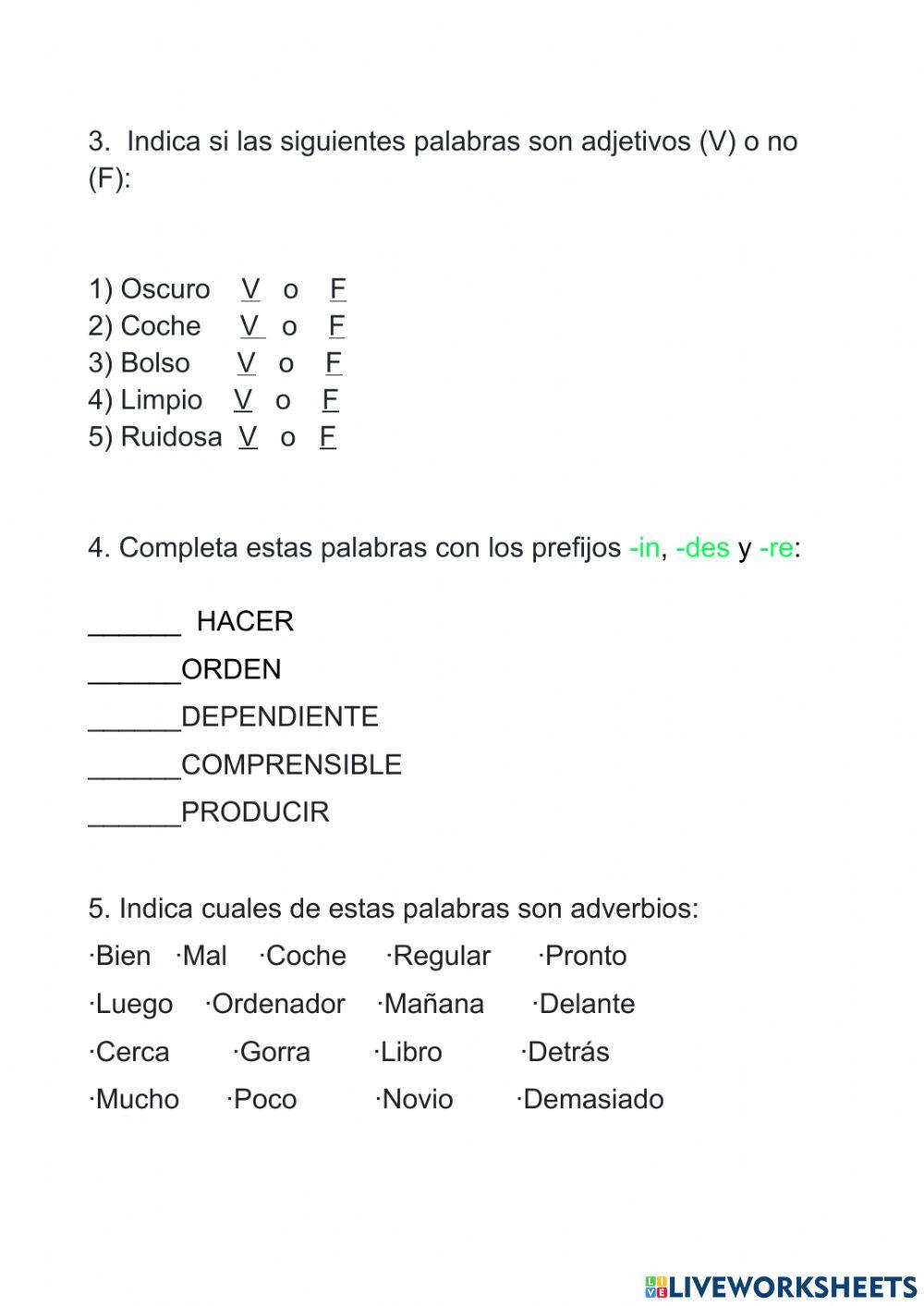 Ejercicios de repaso