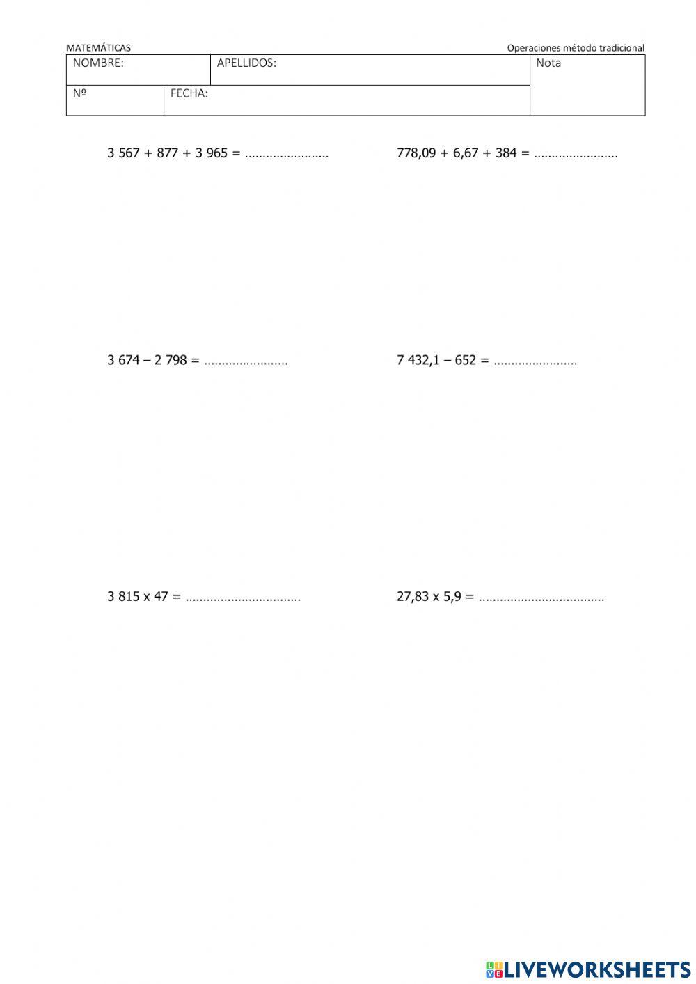 Operaciones tradicional