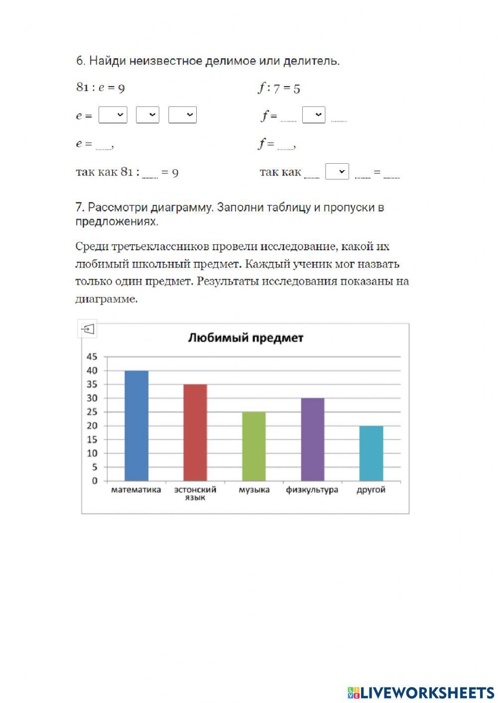 Контрольная работа по математике №4. 3 класс