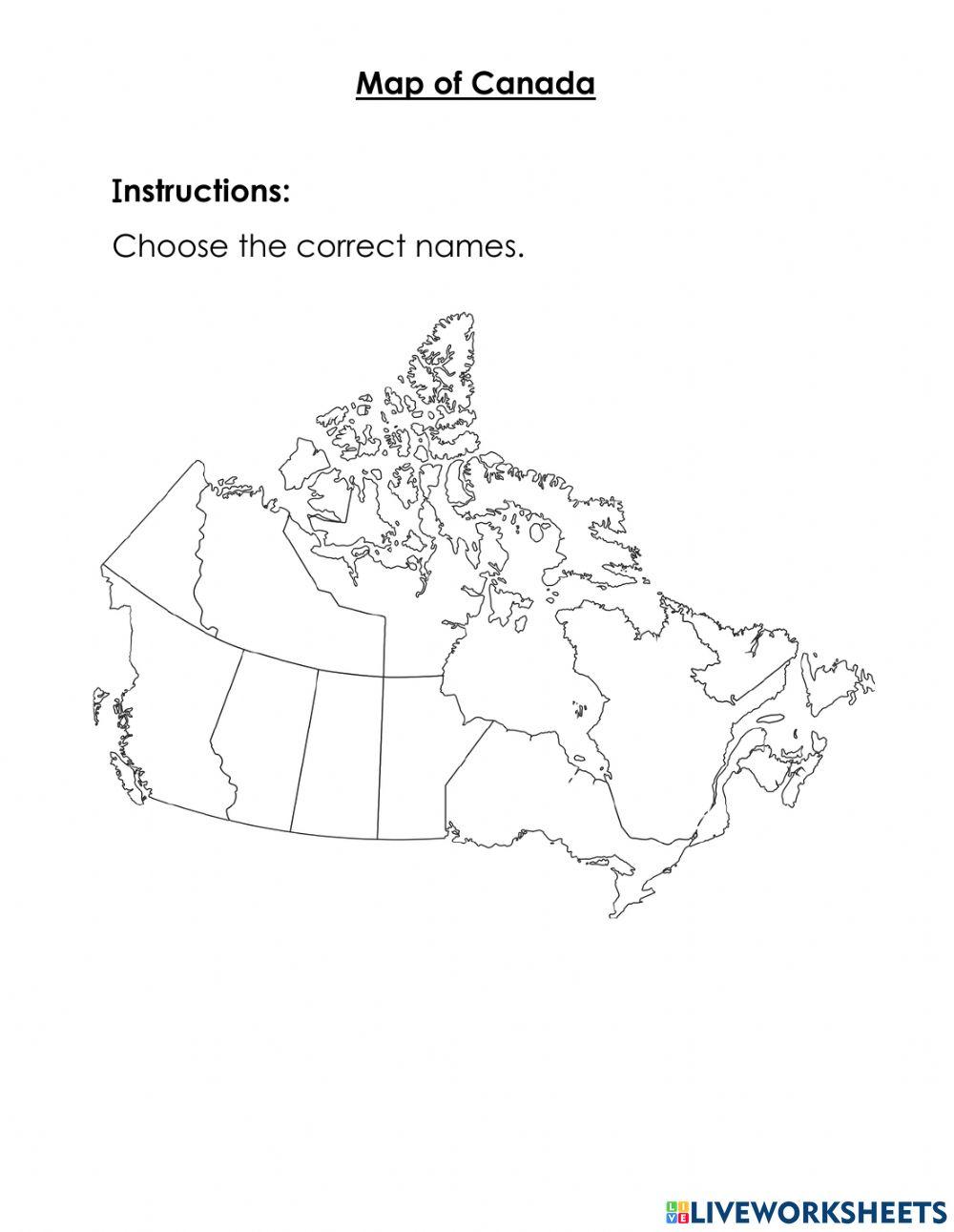 Map of Canada exercise | Live Worksheets