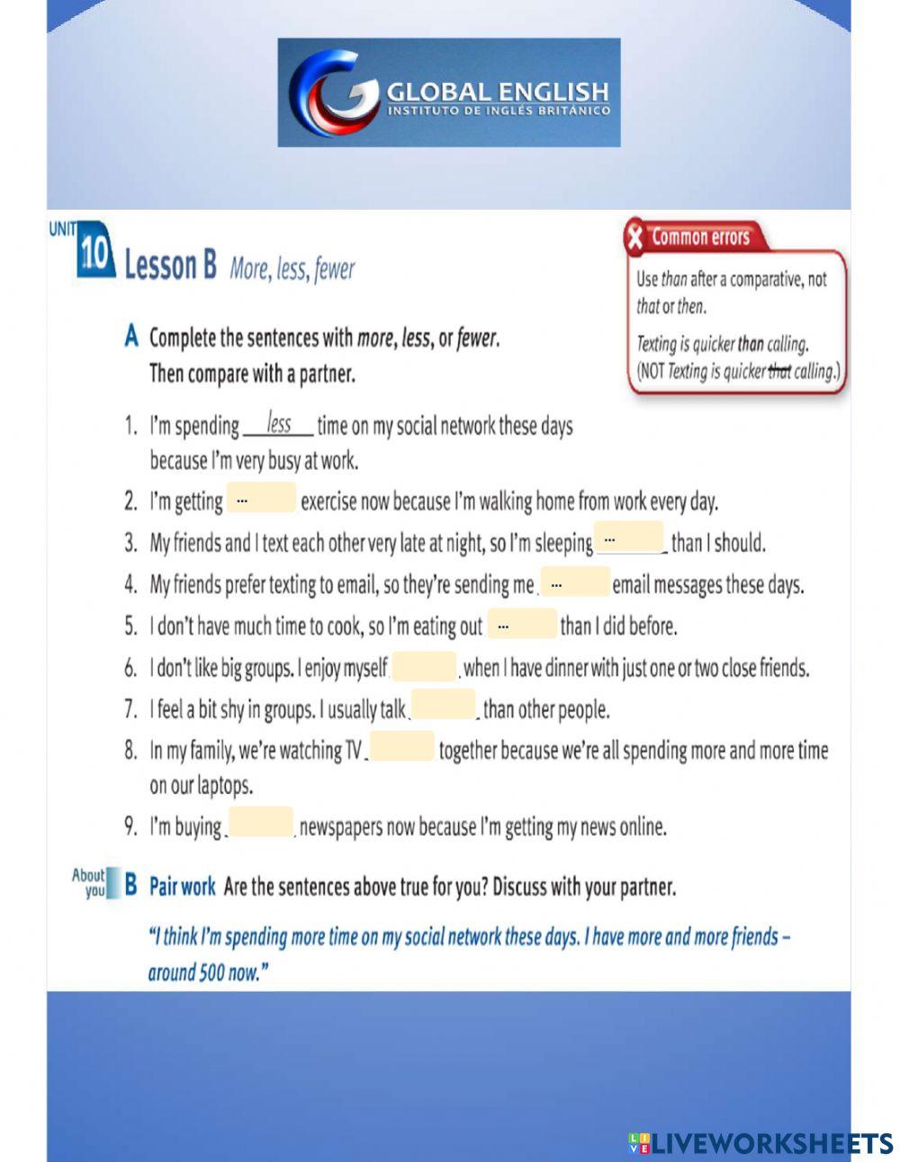 Intermediate 2 - practice comparatives