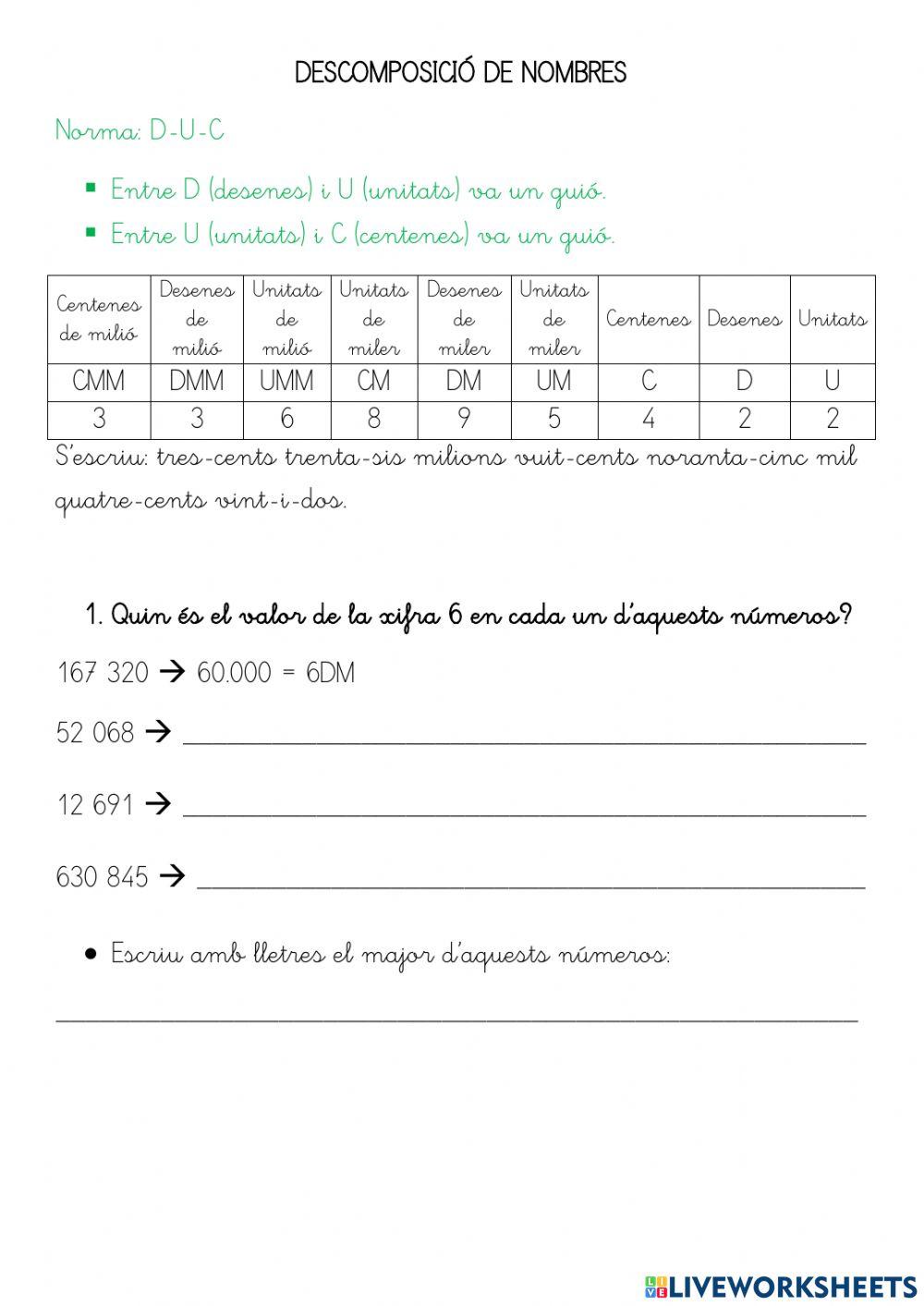 Descomposició de nombres