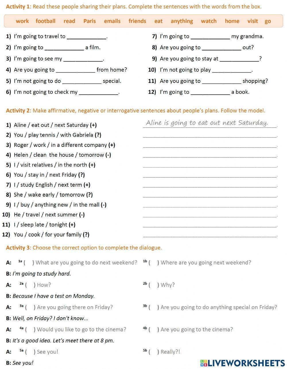 Talking about your plans for the next weekend