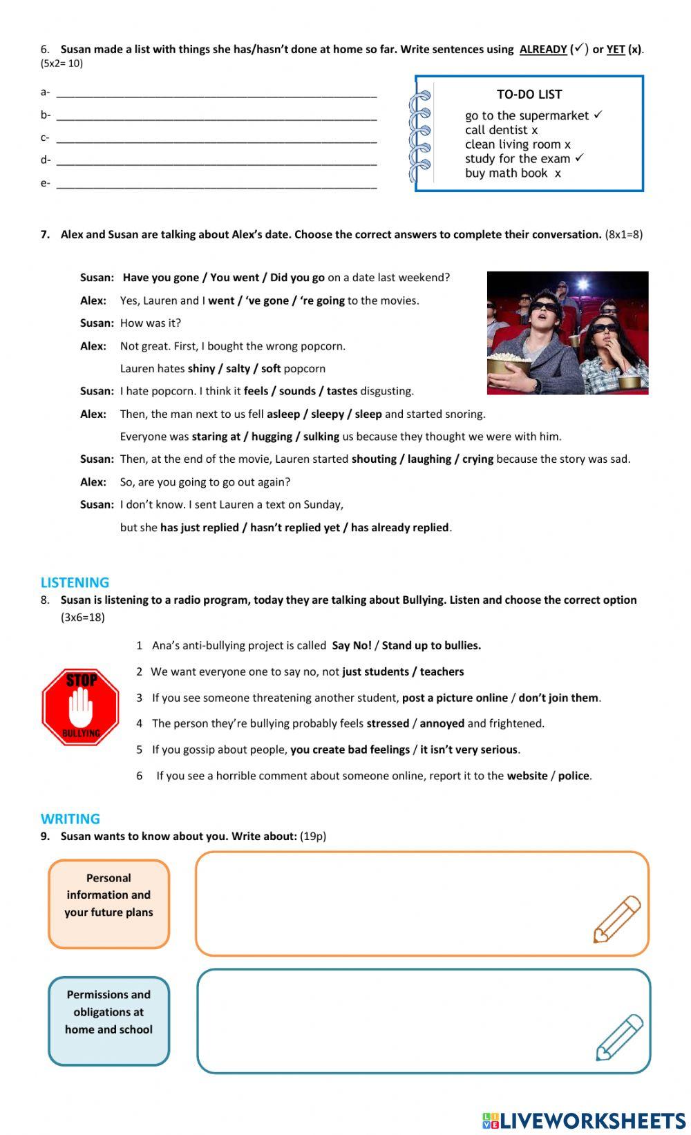 Final exam online exercise for INTE Live Worksheets