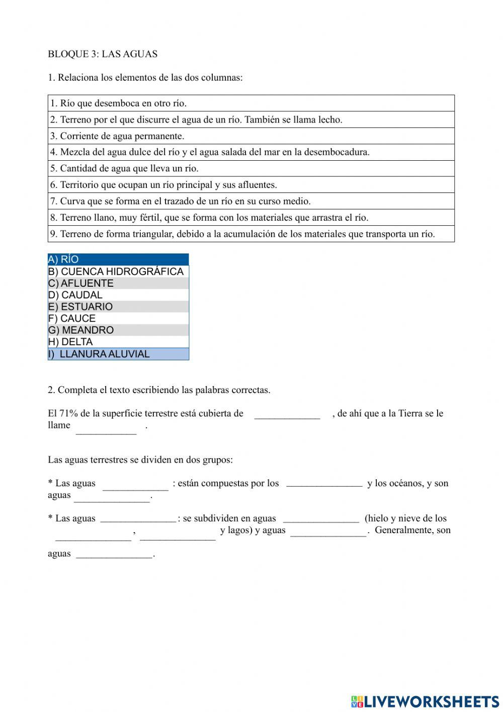 Las aguas (geografía) 1º eso