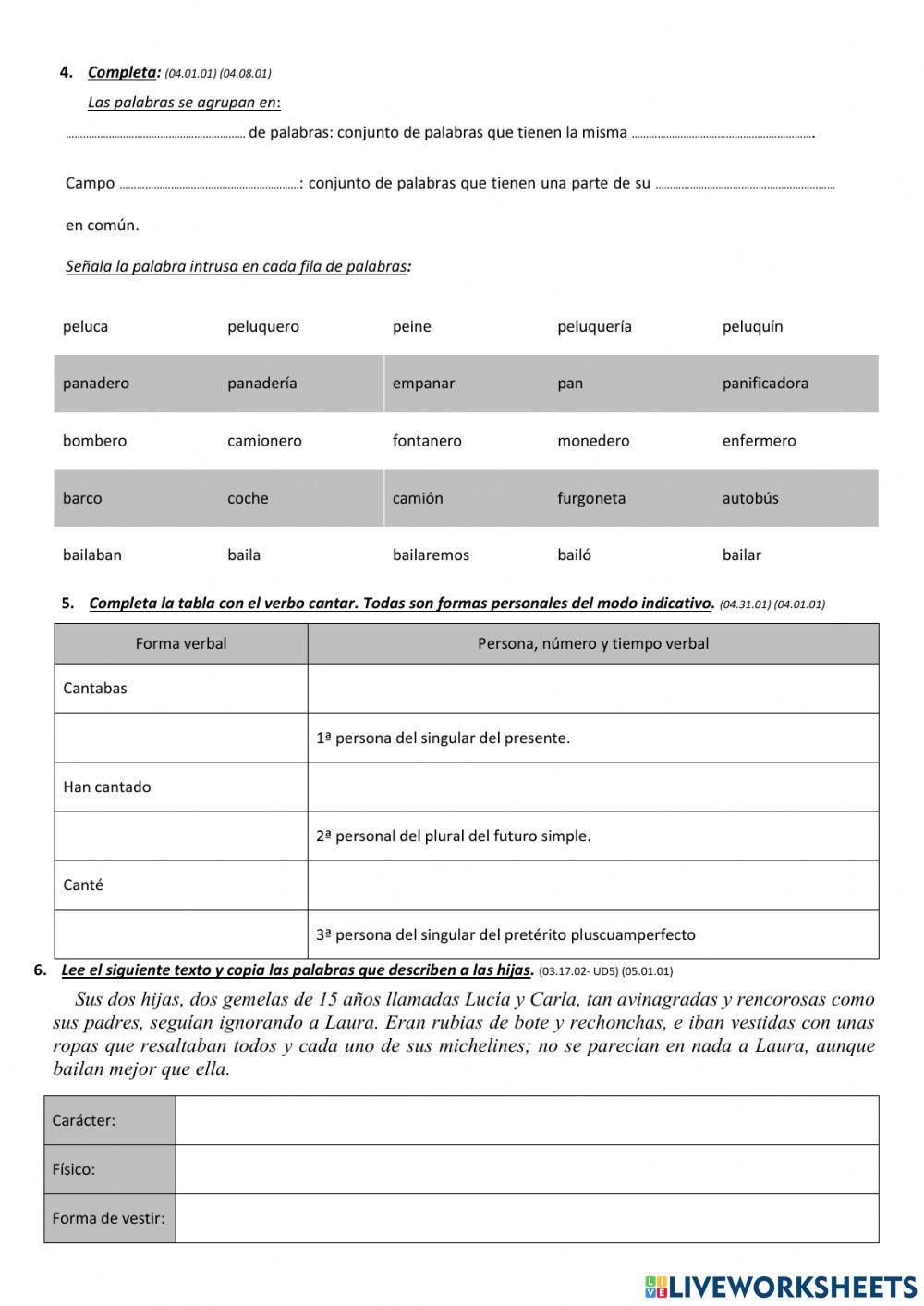 Control unidad 4 de lengua