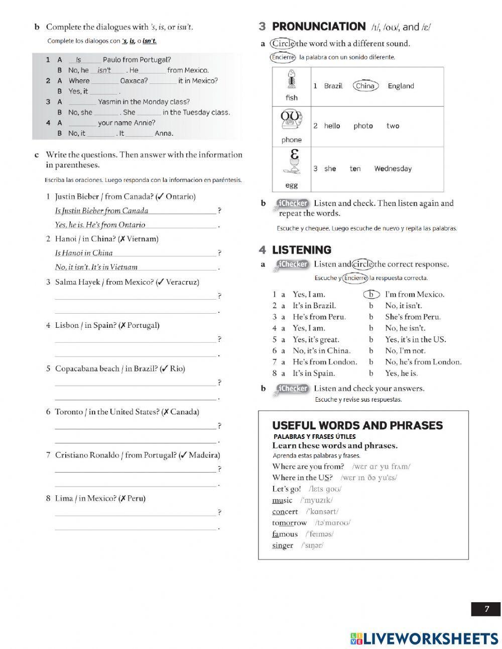 Where are you from? Workbook
