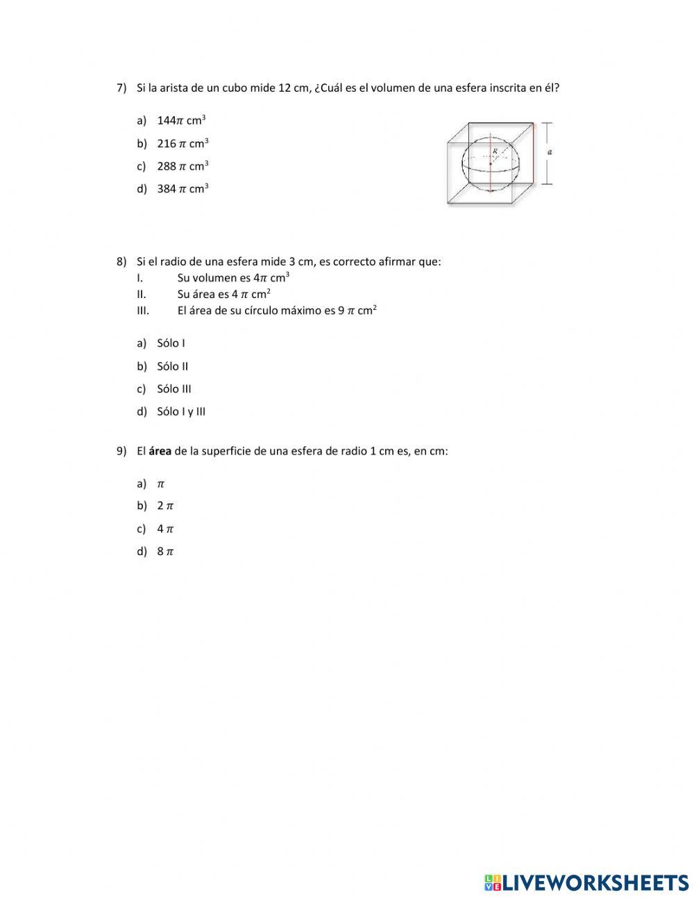 Volumen de la esfera