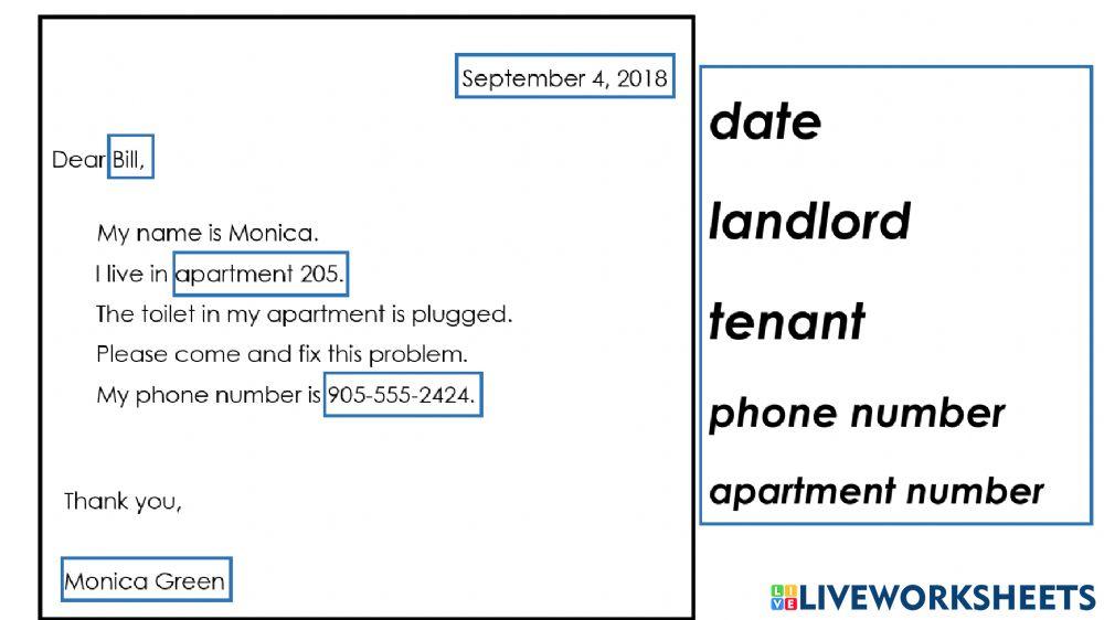 Letter to the Landlord - Matching