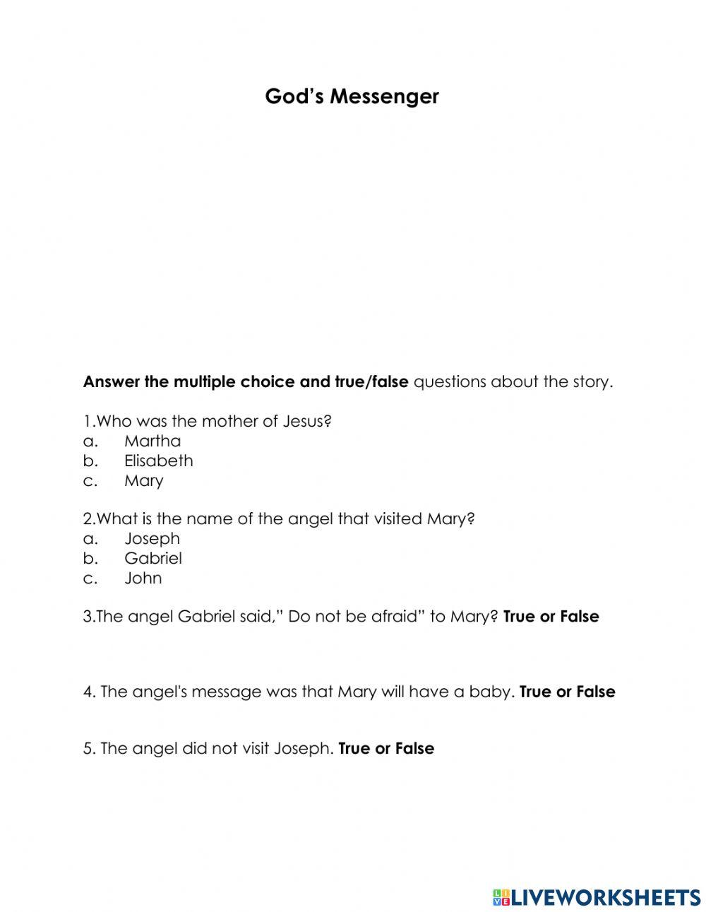 God's Messengers(The Christmas story)