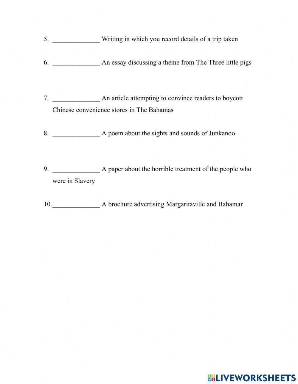 Four types of Writing