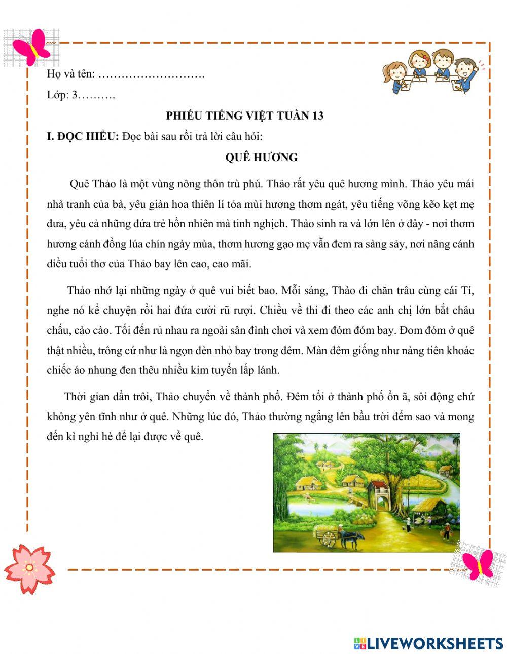 Phiếu bài tập tuần 13