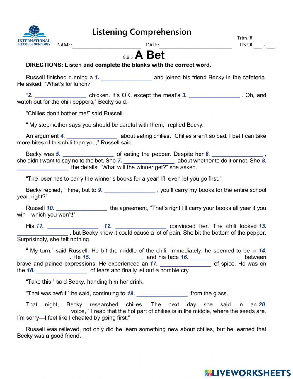 9.6.5 BET Listening Comprehension