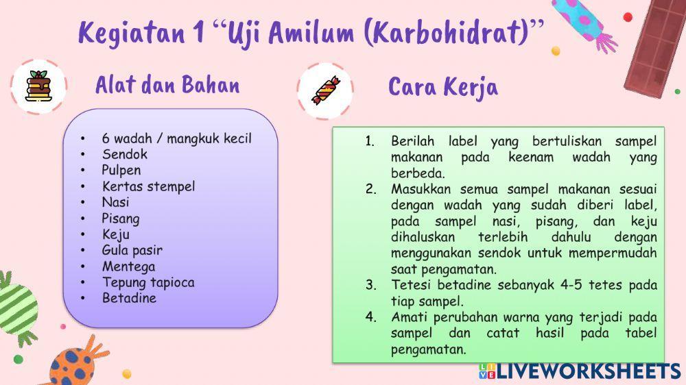 Uji Kandungan Amilum (Karbohidrat) dan Lemak (Lipid)