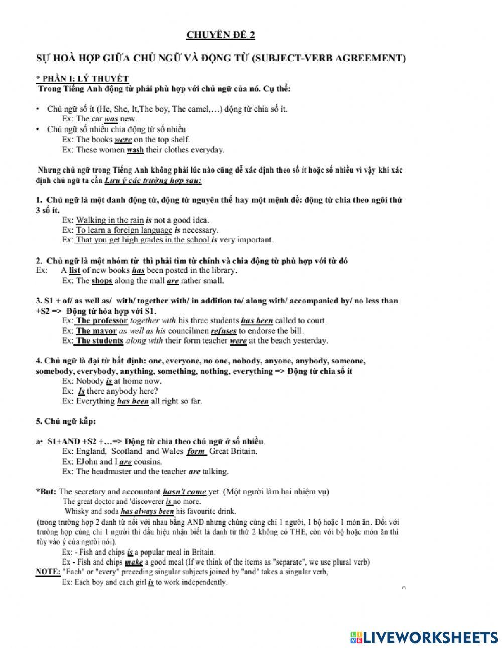 Subject-verb agreement