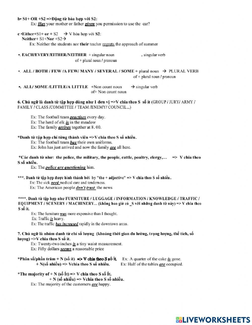 Subject-verb agreement