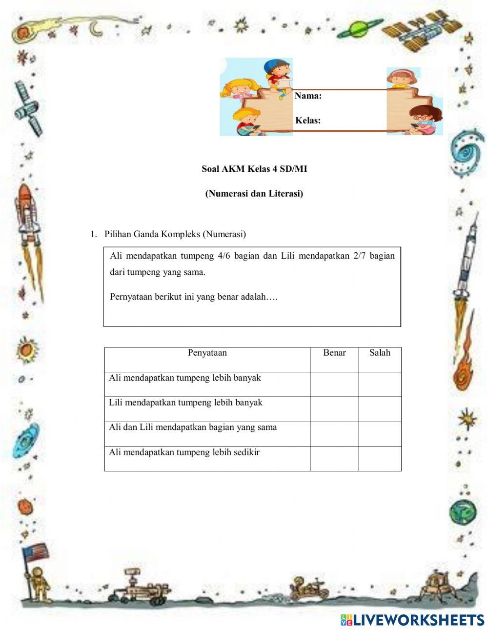 Soal akm kelas 4 sd-mi