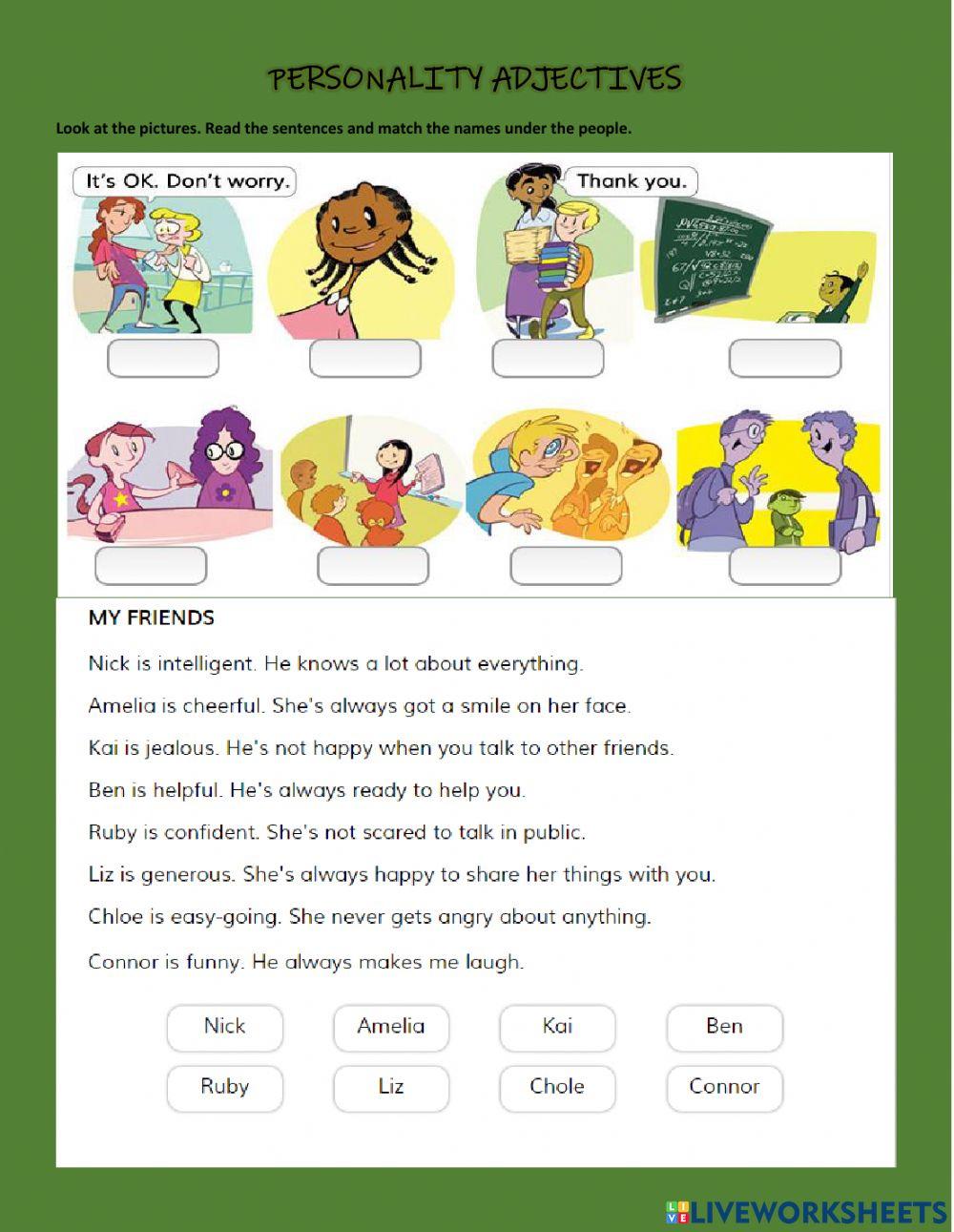 Personality adjectives