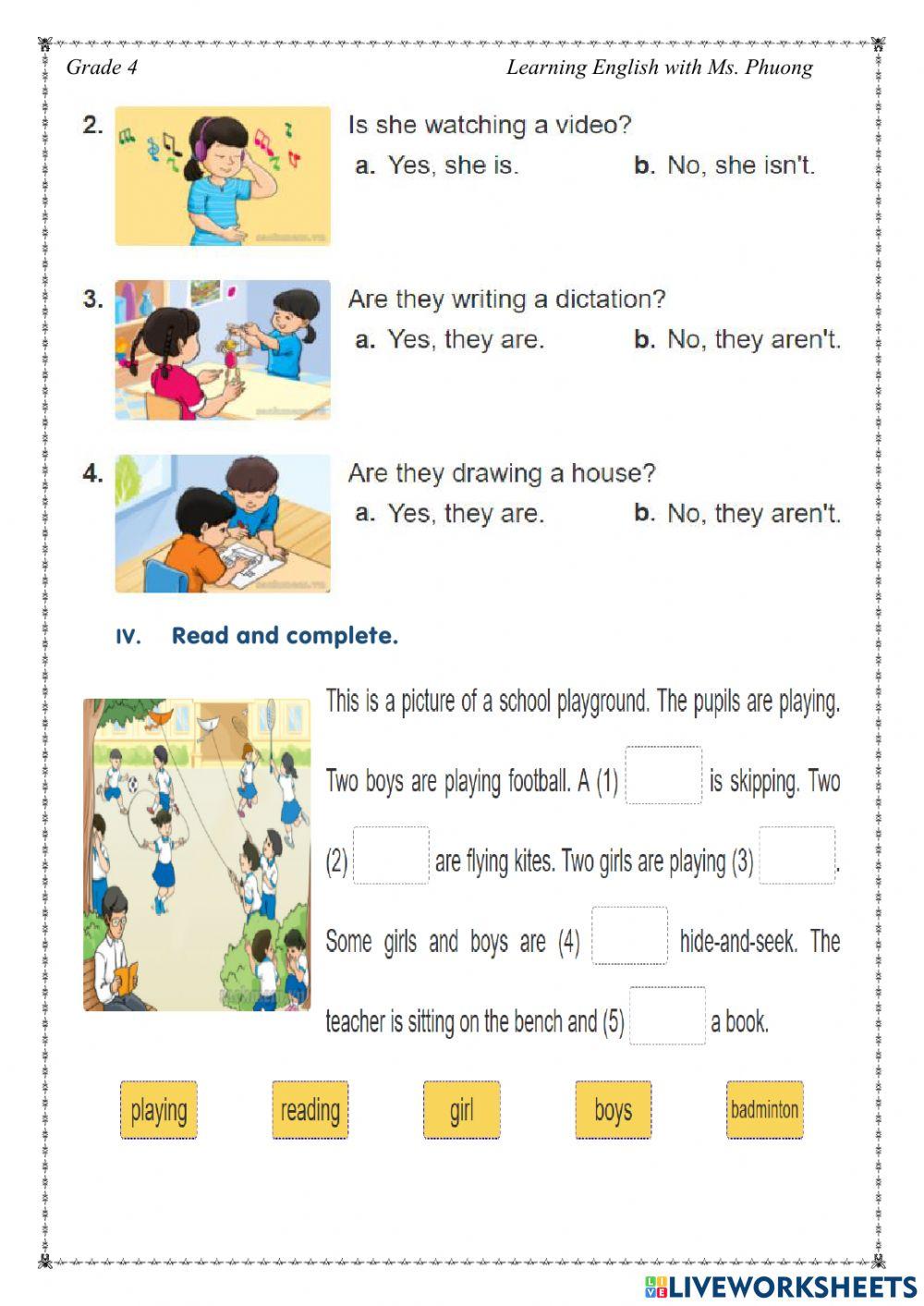 English 4 - Test for unit 9