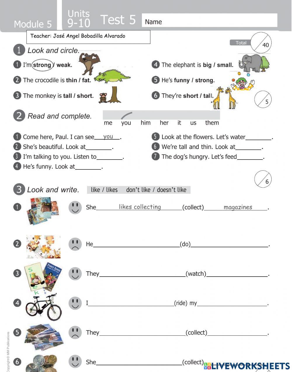 Examen de ingles 4 grado jose bobadilla alvarado