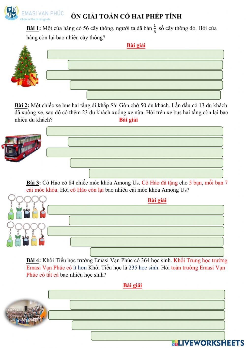 Ôn giải toán hai phép tính