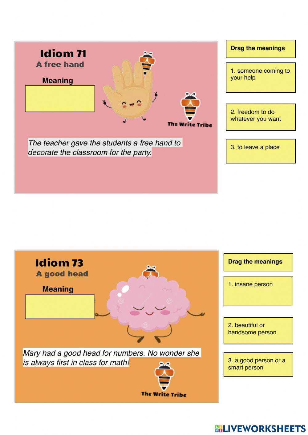 Idioms workbook part f