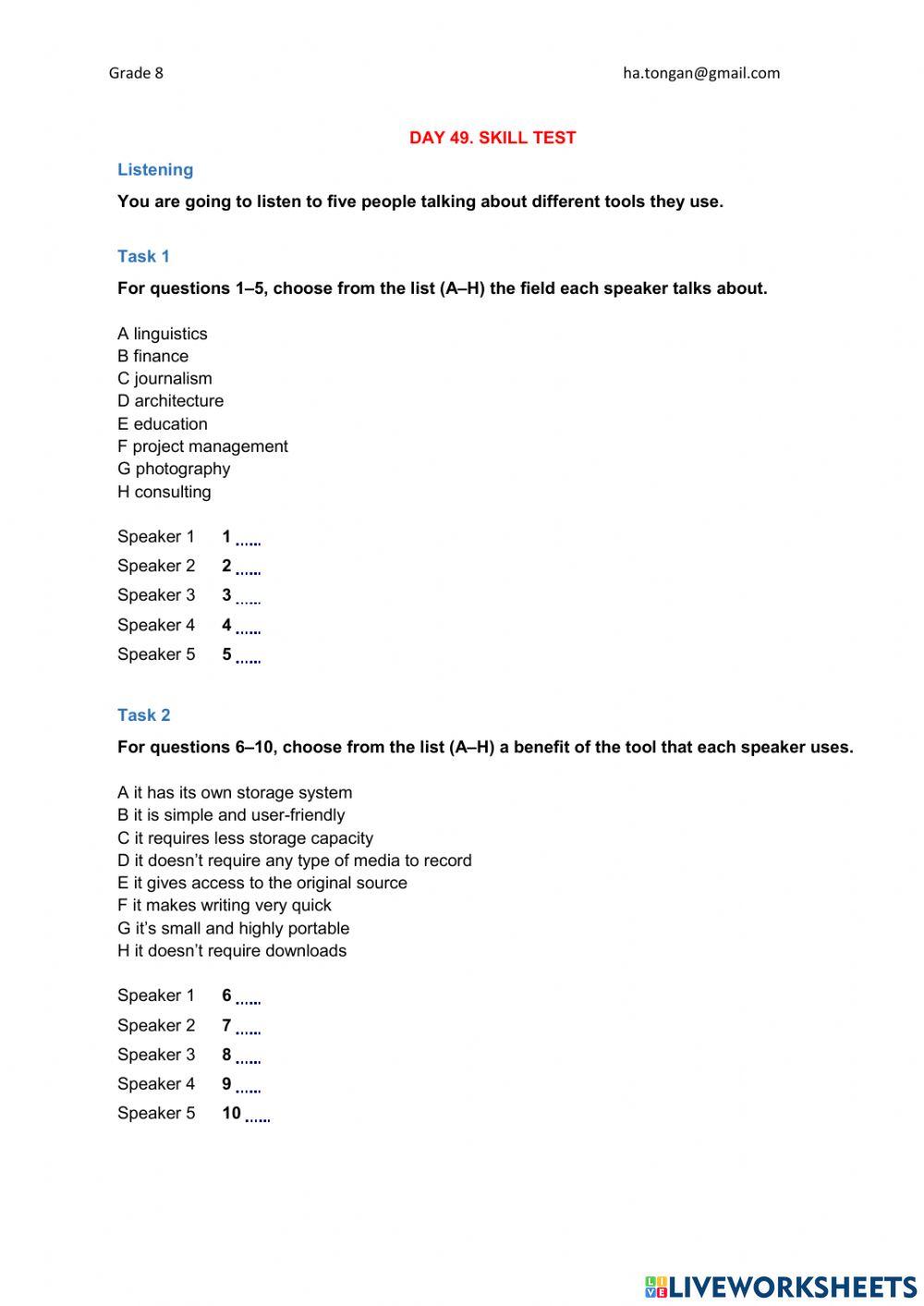 G8 Day 49 Listening
