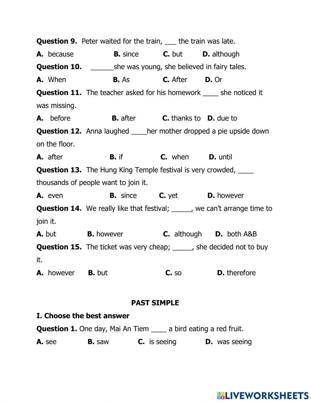 Complex sentence & PAST SIMPLE