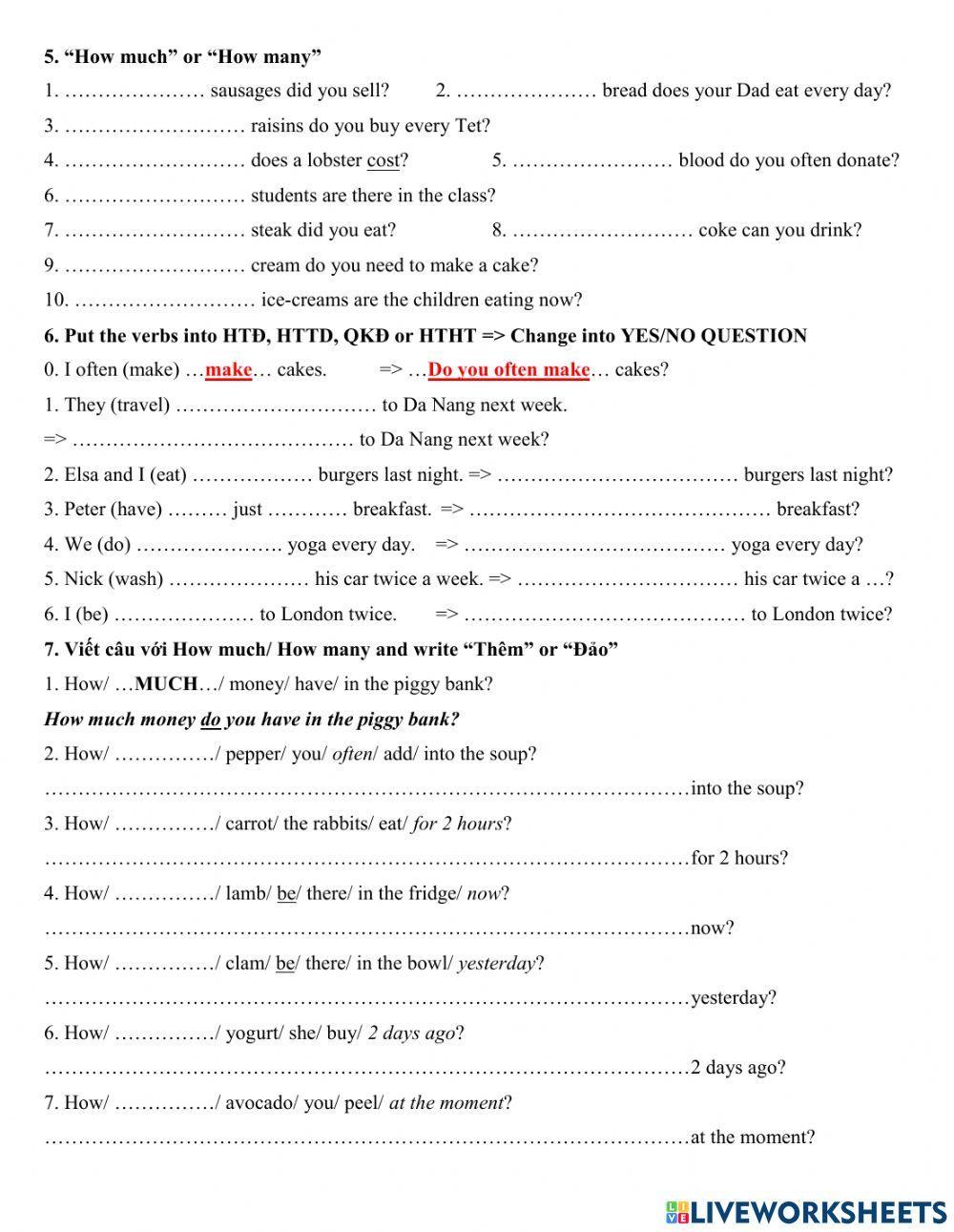 Group 5 How much How many