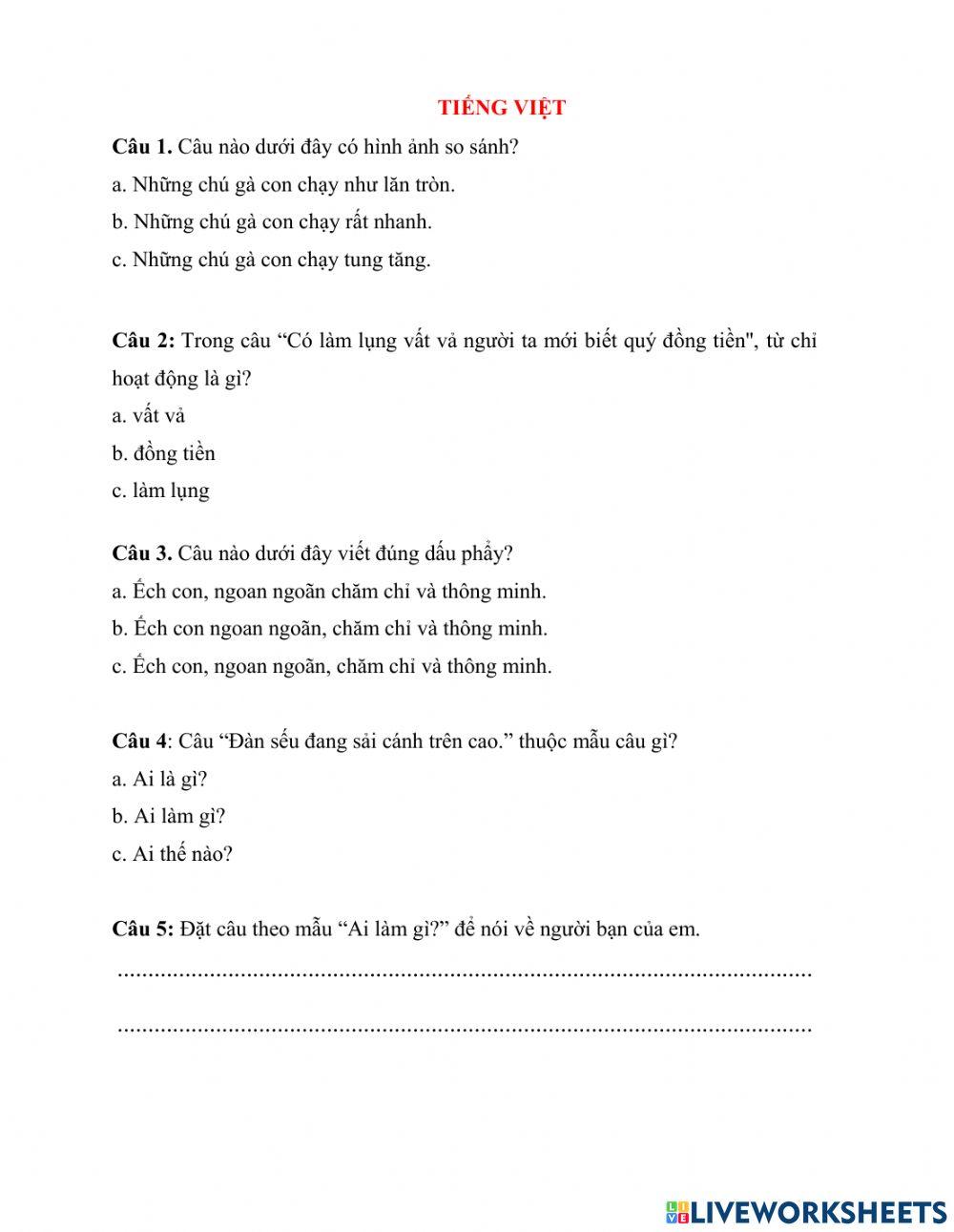 Phiếu ôn tập tuần 12