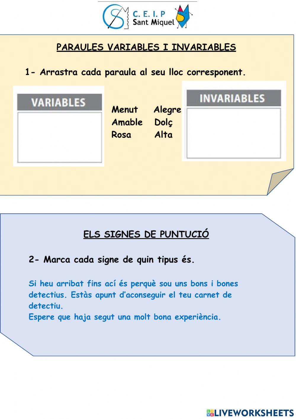 Variables y tipos de puntuació
