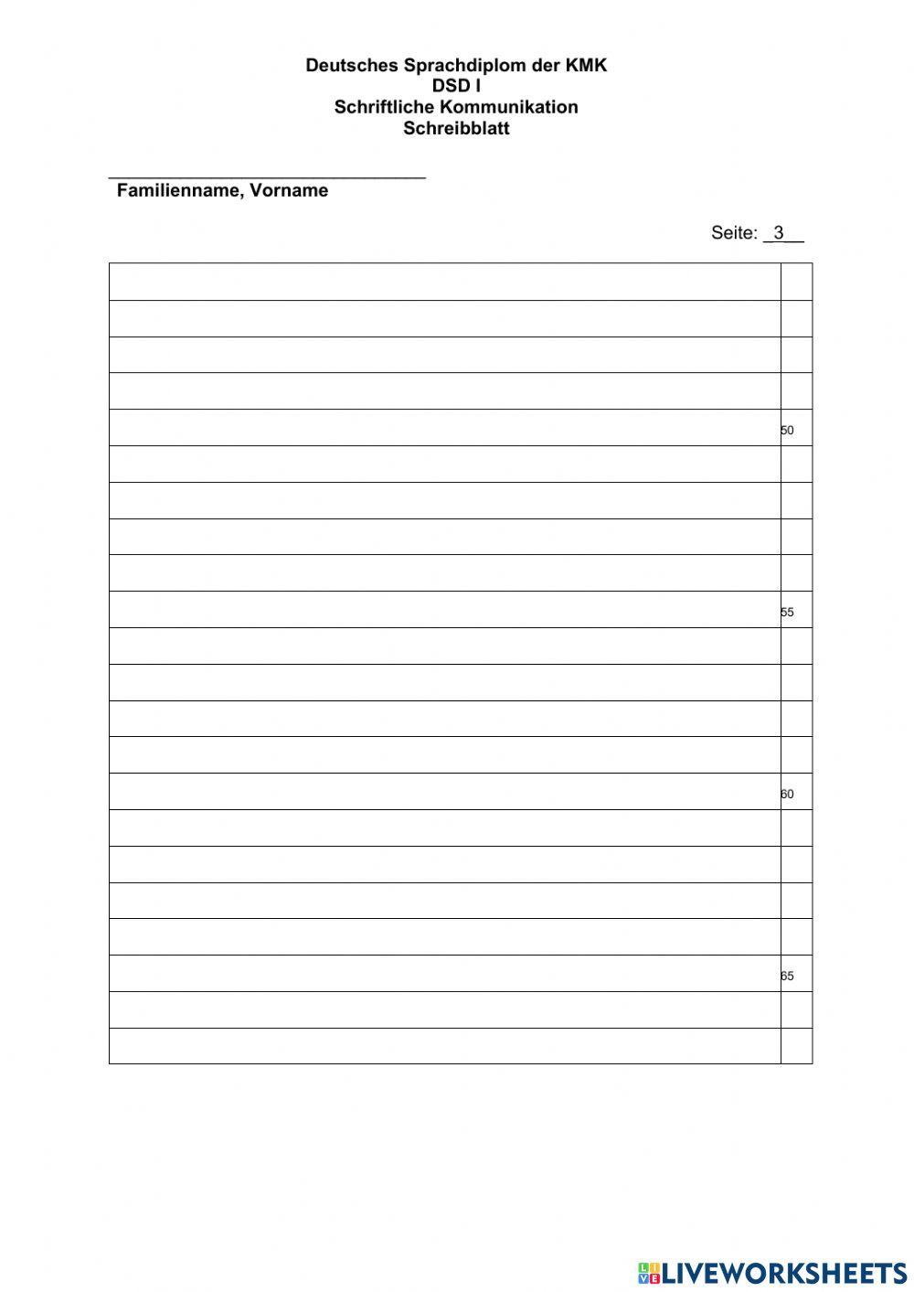 Modelsatz 5 Schreiben