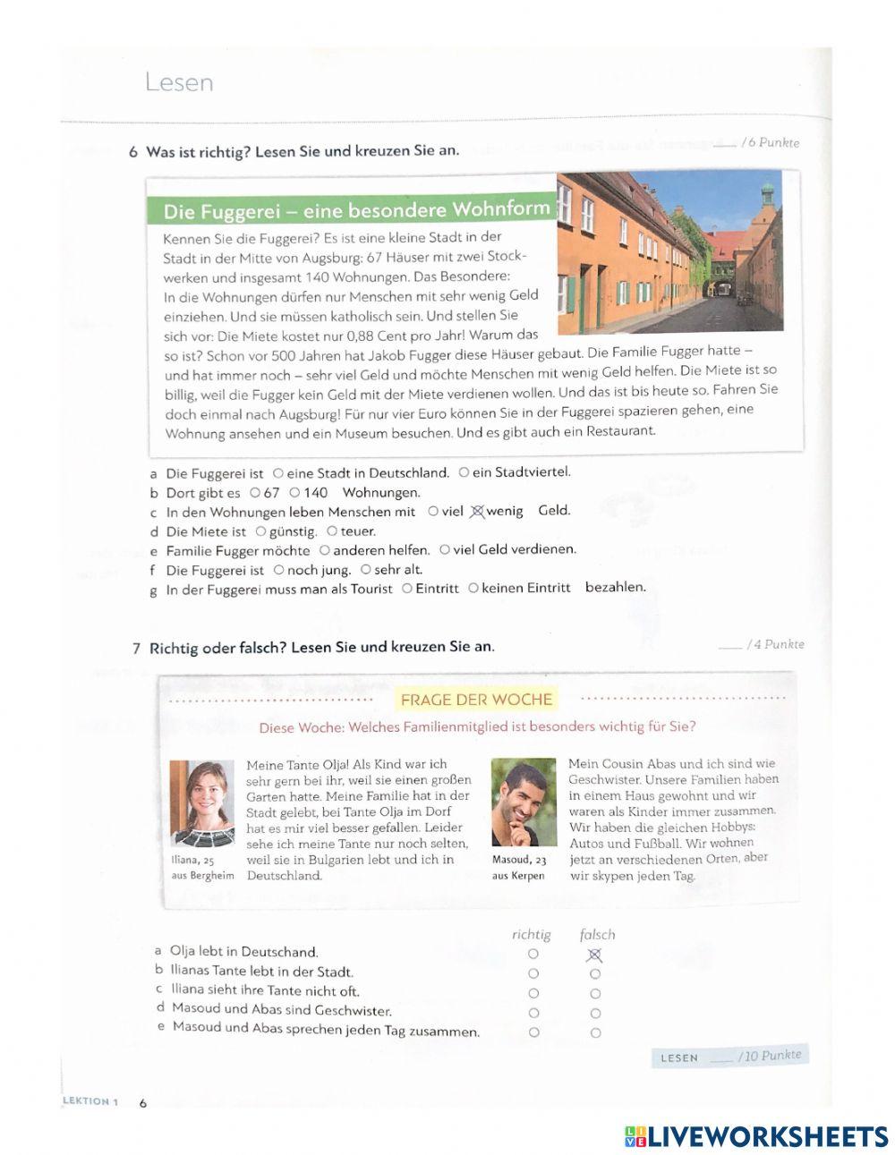 A2 Extra Übungen Lektion 1