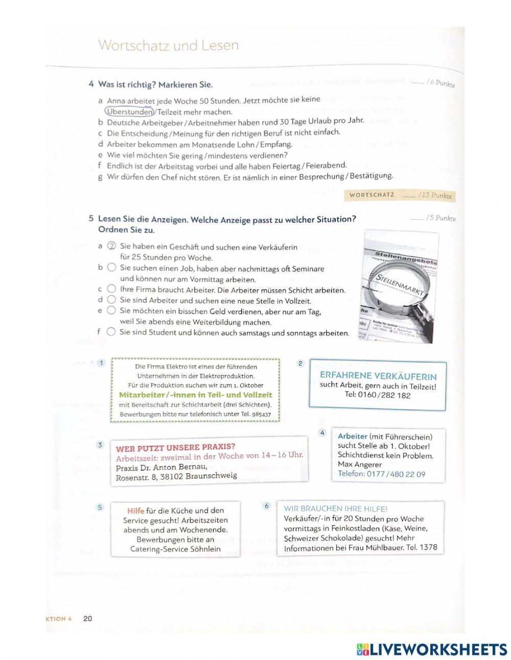 A2 Extra Übungen Lektion 4