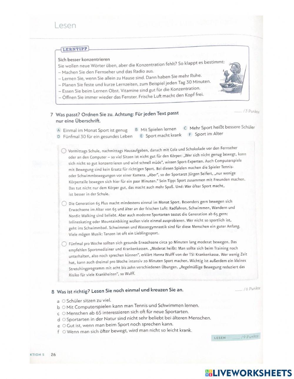 A2 Extra Übungen Lektion 5