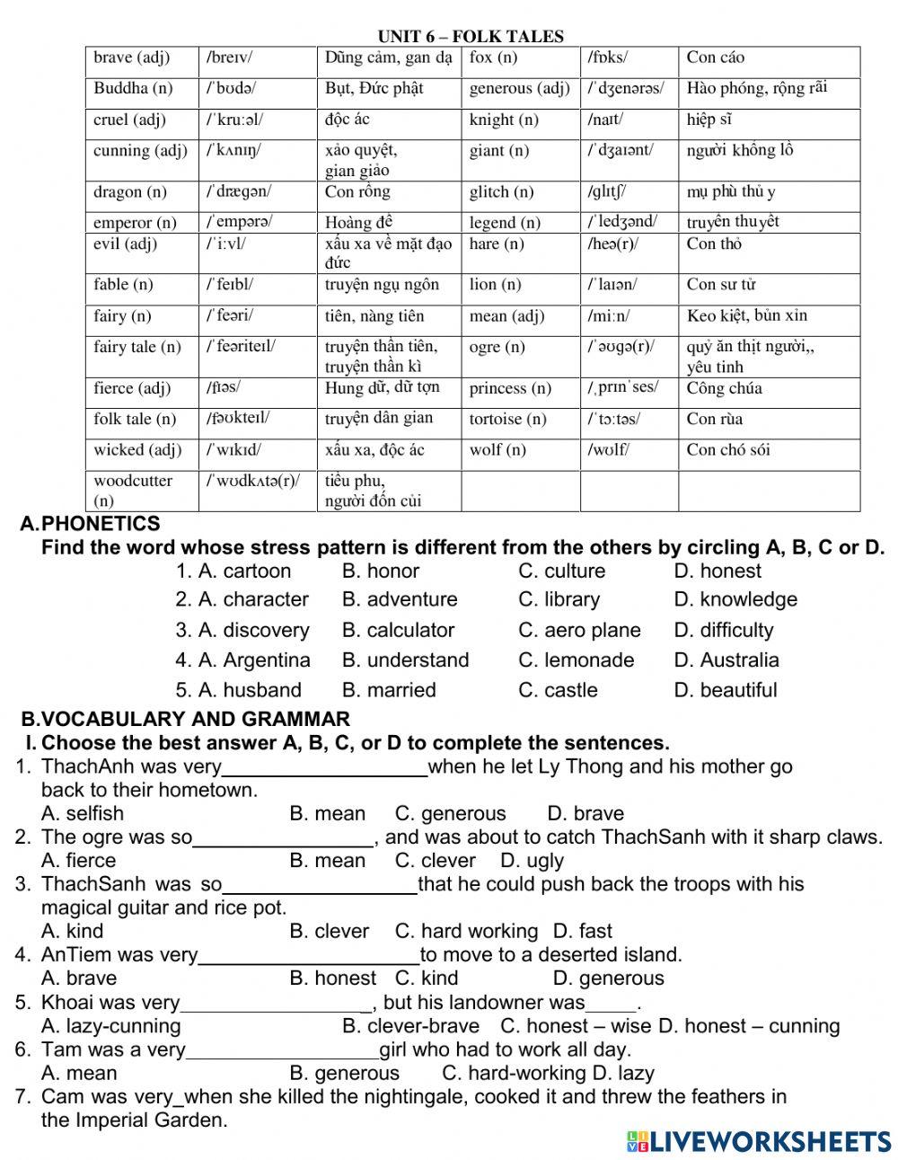 8 td u6 worksheet Live Worksheets