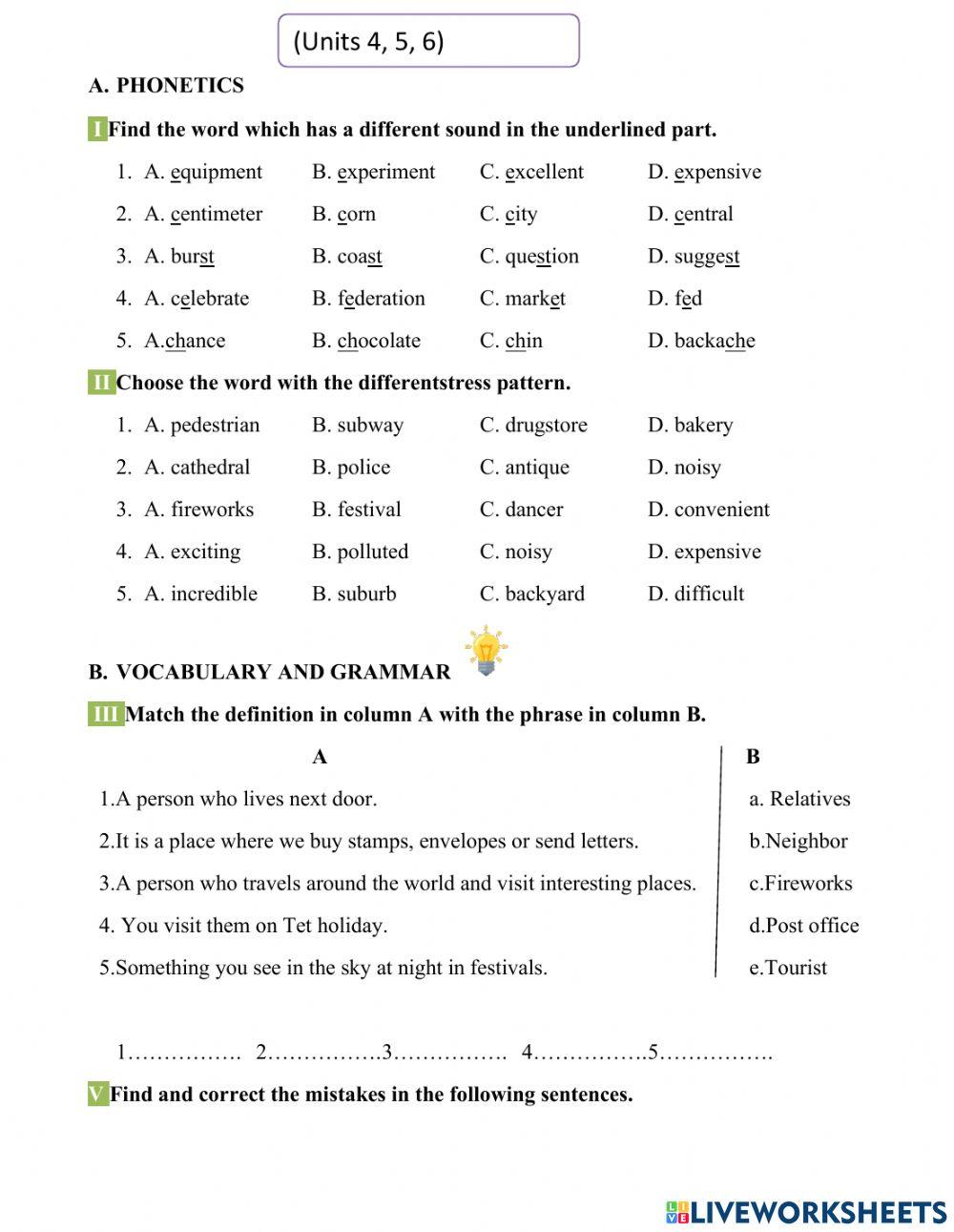 Review U4,5,6 -grade 6