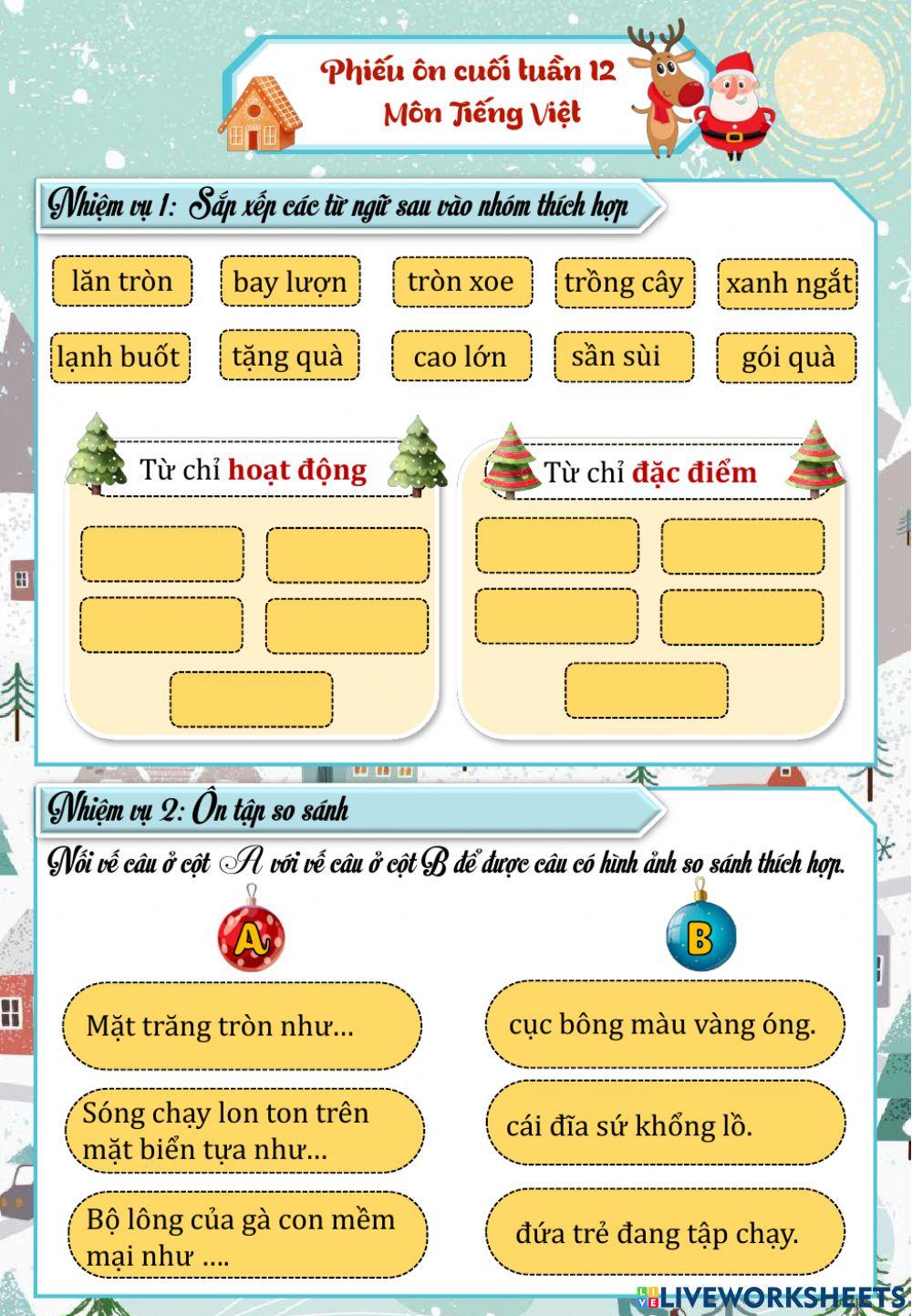 Phiếu cuối tuần 12-lớp 3 Phiếu cuối tuần 12-lớp 3