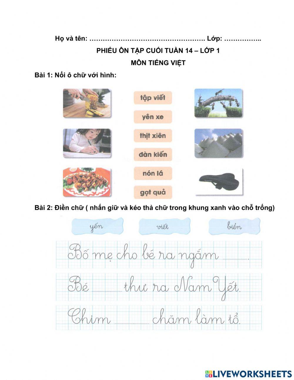 Phiếu ôn tập TV tuần 14