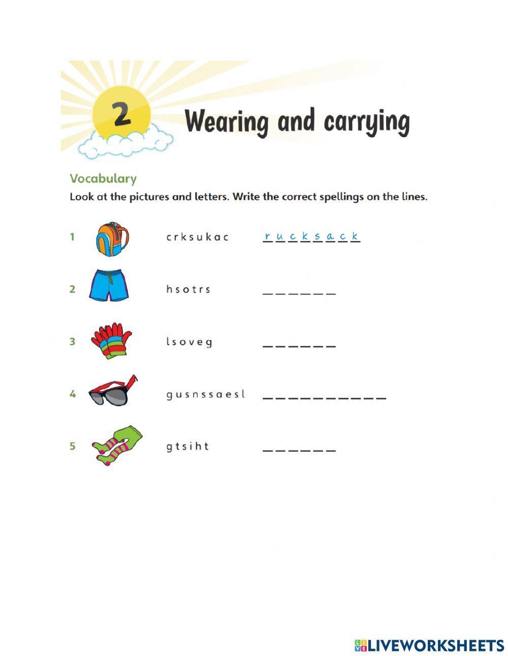 Unit 2: Wearing and Carrying