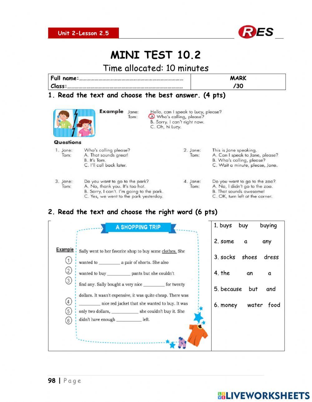Res kids 4 mini test 10.2