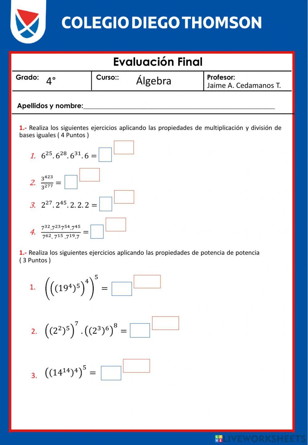 4to - X - Examen final 4to - X - Examen final