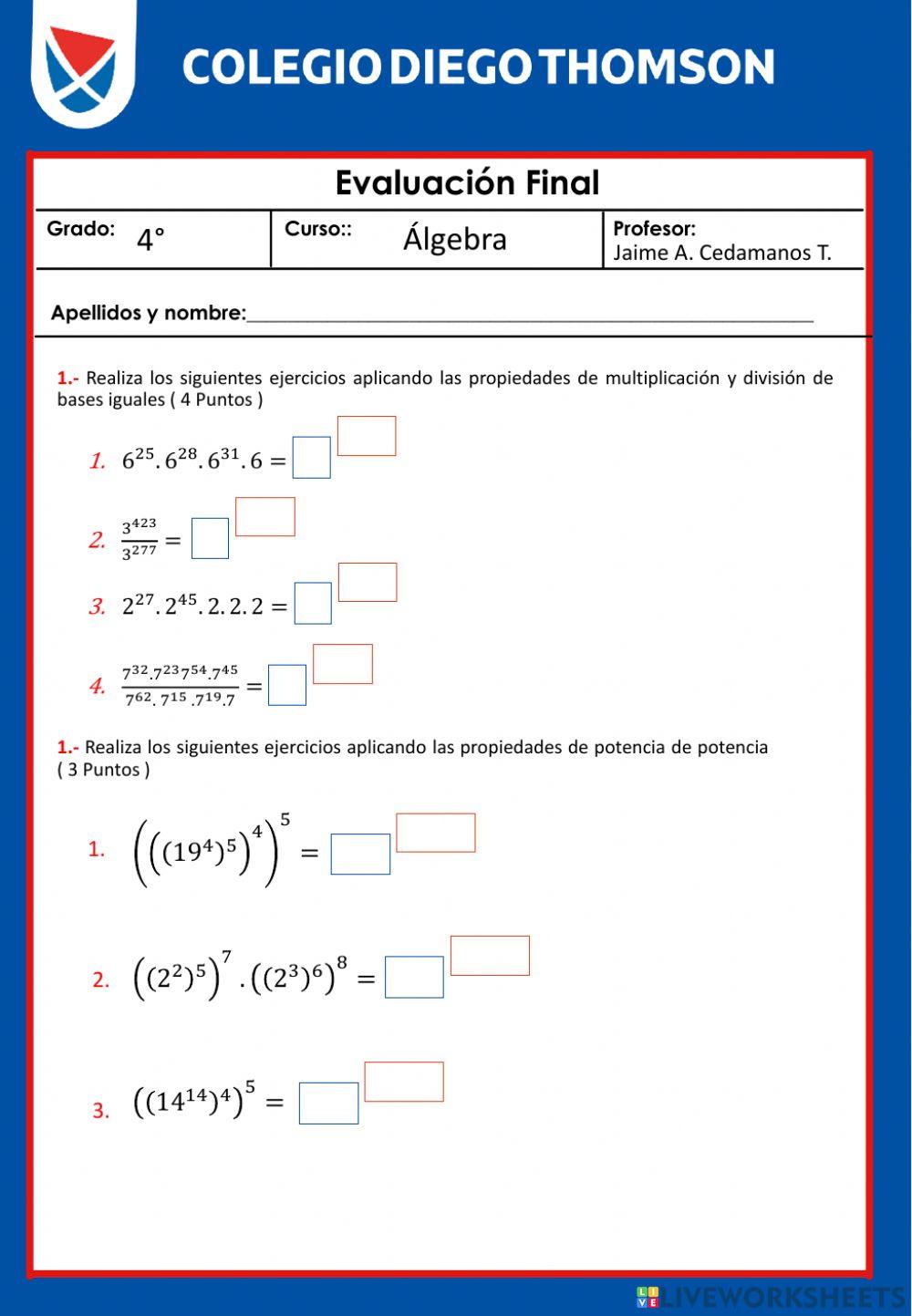 4to - X - Examen final