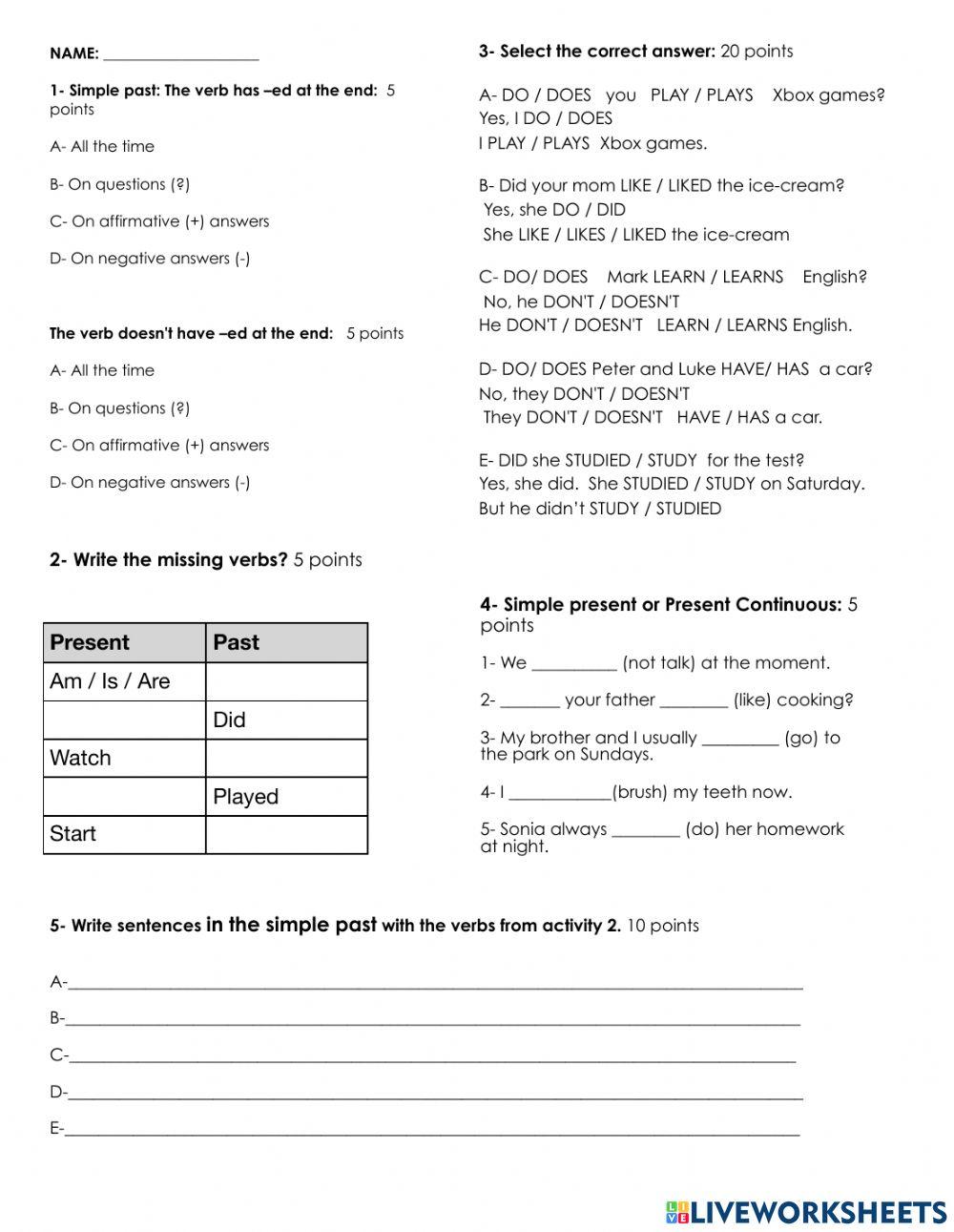 Present and past test