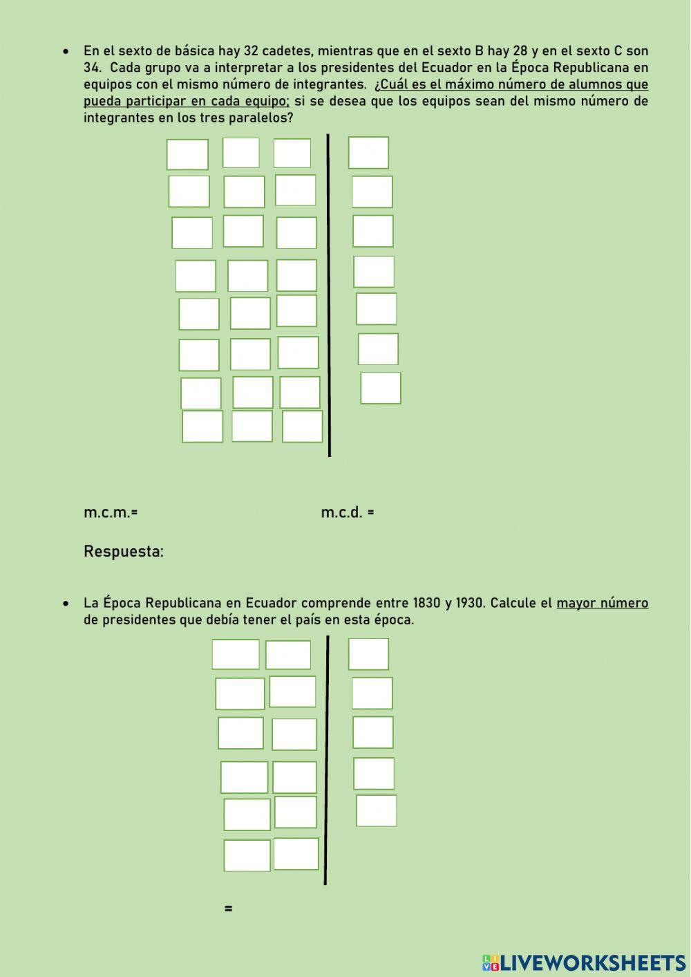 Problemas de m.c.m. y m.c.d.