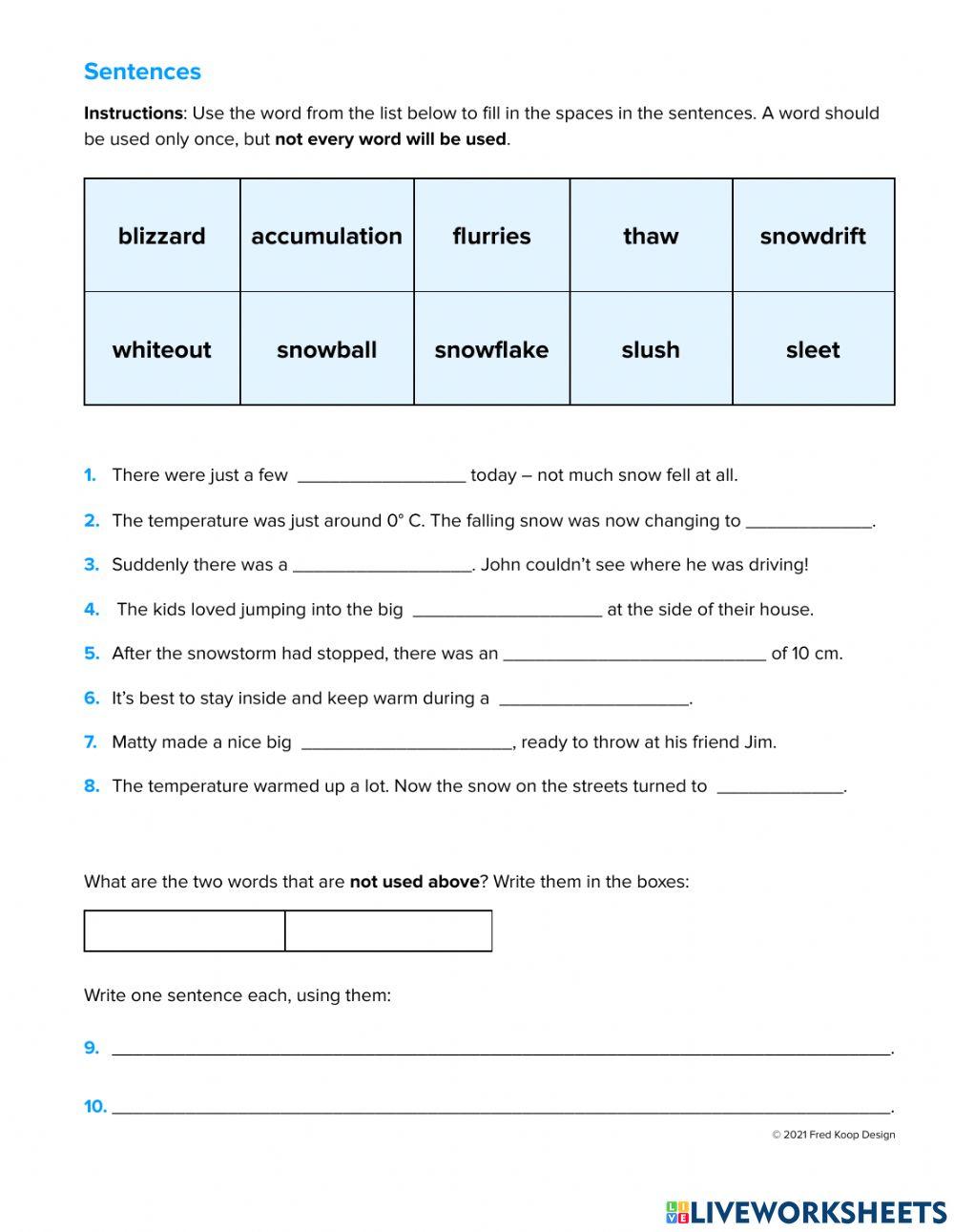 SB-Let it snow! vocabulary word match