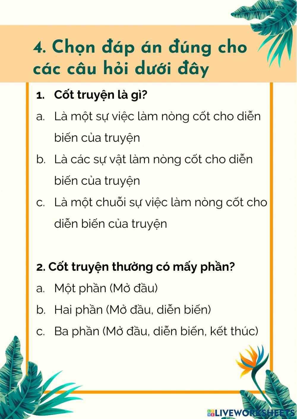 Phiếu bài tập Tiếng Việt 4 Tuần 4