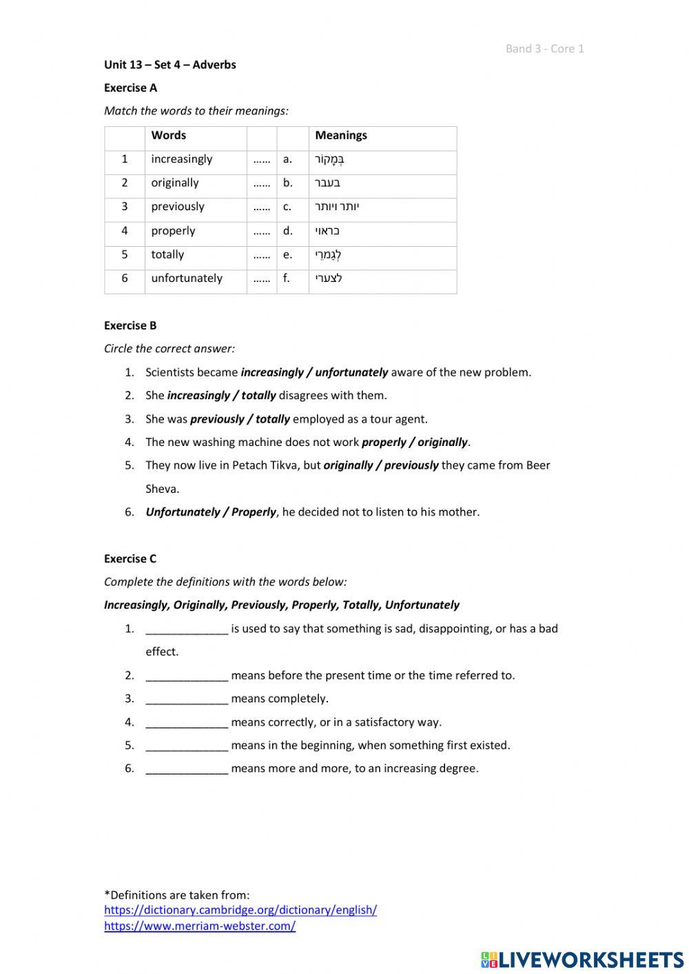Band 3 (Core 1) - Unit 13 - Set 4