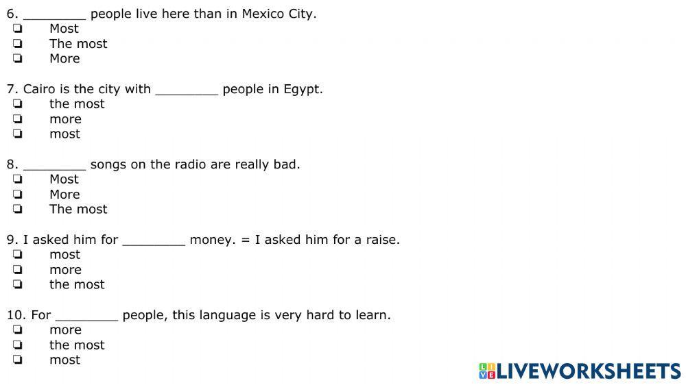 Most-most of-more-the most